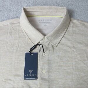 MAELREG Mens Performance Polo Shirt Light Khaki Heather XL Wicking UPF 30+